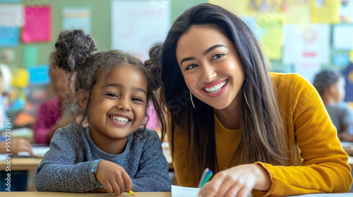 A Female Teacher with her student 