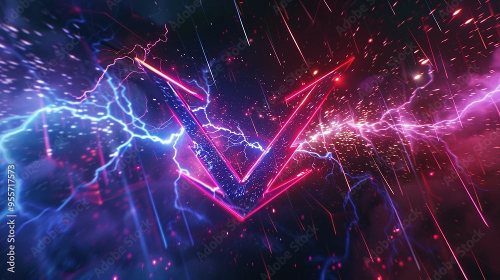 Abstract Neon Lightning and Arrow Graphic Abstract Neon Lightning and Arrow Graphic