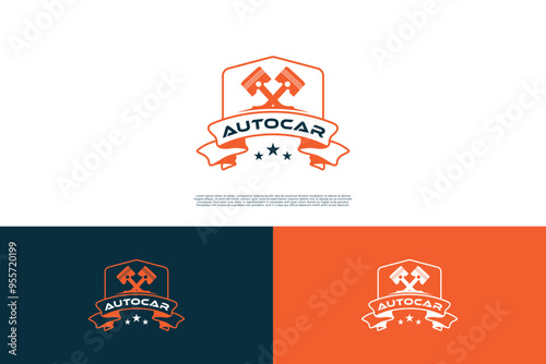Vintage workshop emblem logo design. Car repair logo design.