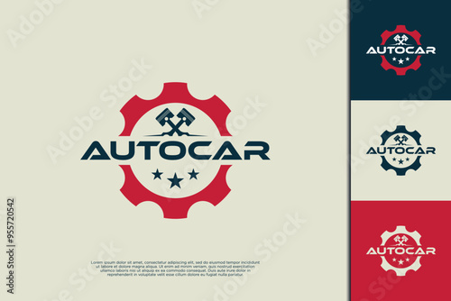 Vintage workshop emblem logo design. Car repair logo design.