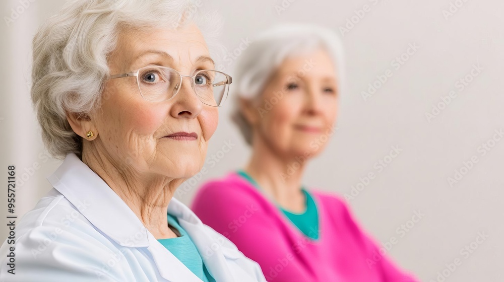 Senior woman with her caregiver during a light exercise routine, encouraging and supportive Senior woman with her caregiver during a light exercise routine, encouraging and supportive