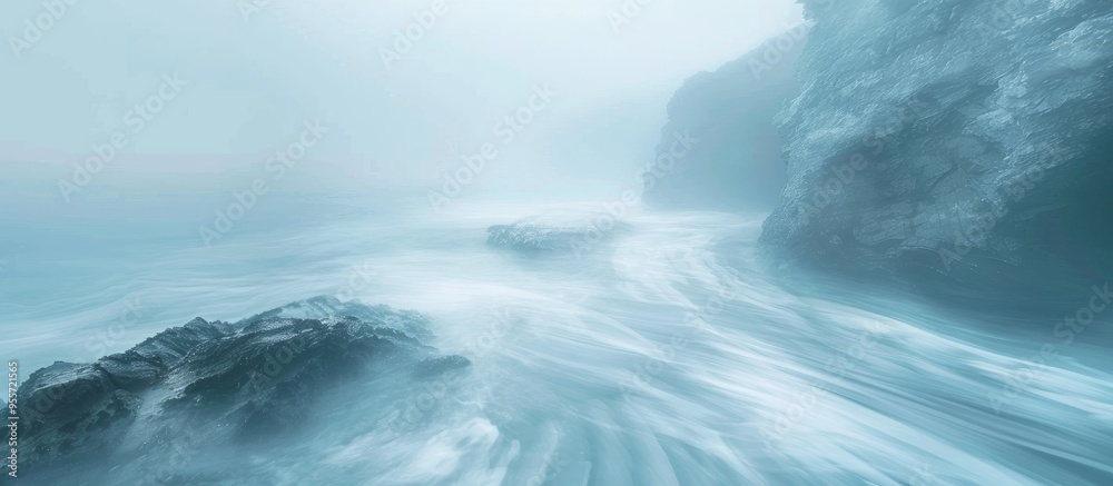 Fototapeta premium Blurred Abstract Background Of Sea And Rock