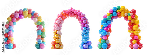 Colorful Balloon Arch Set on Transparent Background