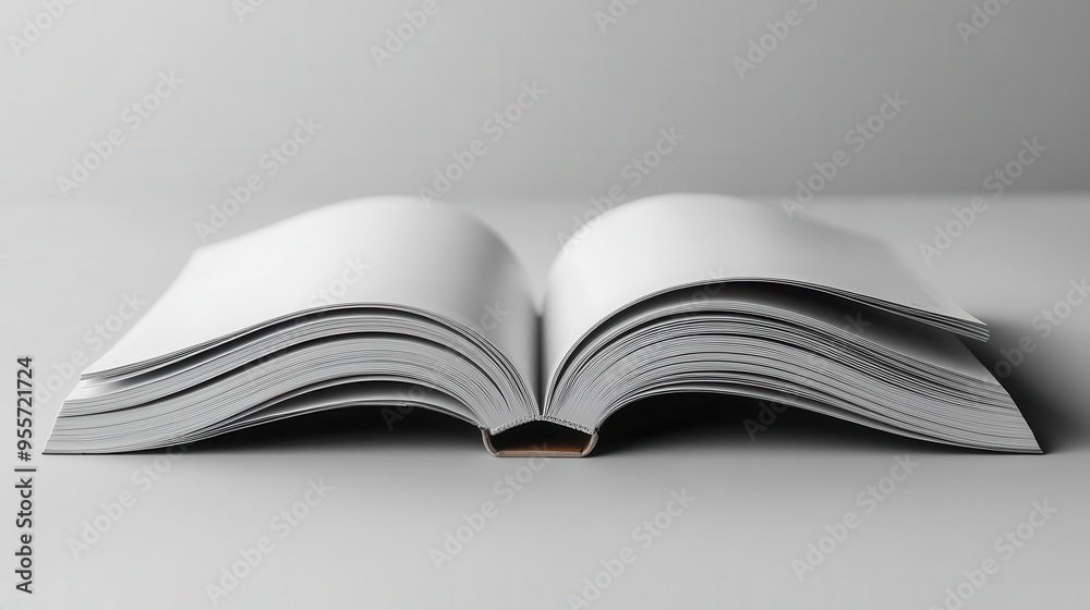 sleek magazine mockup floating against pure white background multiple blank pages fanned out to showcase layout possibilities clean professional presentation for branding and editorial design sleek magazine mockup floating against pure white background multiple blank pages fanned out to showcase layout possibilities clean professional presentation for branding and editorial design