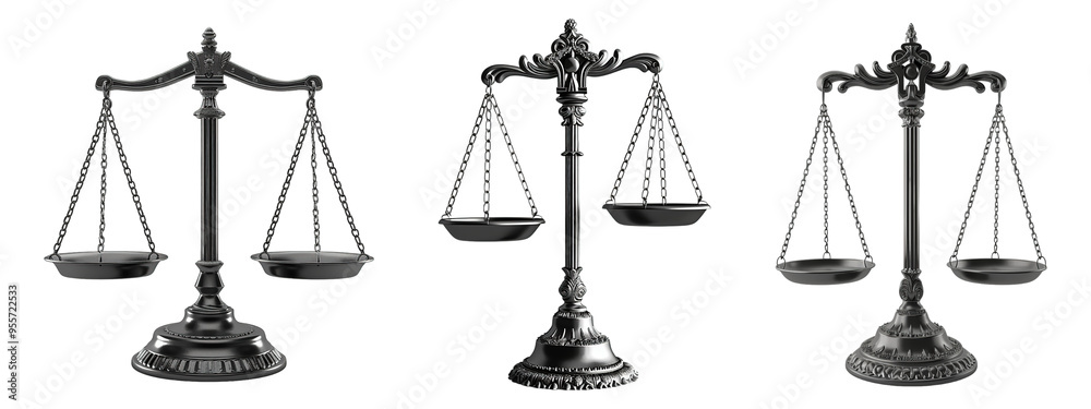 Justice Scale Set on Transparent Background Justice Scale Set on Transparent Background
