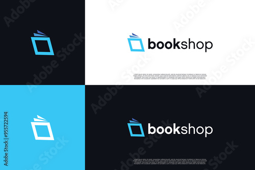 Abstract book shop logo design. Unique Book logo concept
