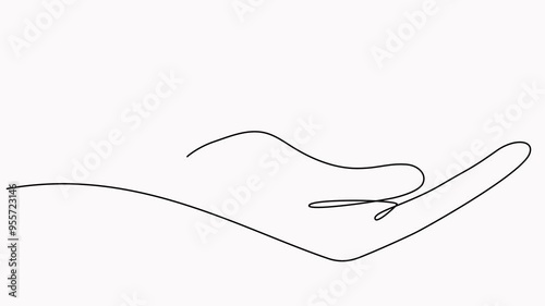 Hand holds flower continuous line art drawing animation. Plumeria one line symbol video. Animated frangipani blossom.