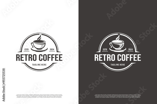 Retro coffeehouse logo design badge