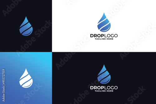 Minimalist water drop logo design