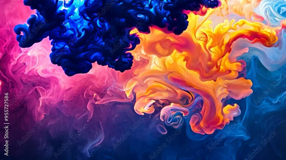 Vivid Ink Swirling in Water, Colorful Abstract Art in Slow Motion Vivid Ink Swirling in Water, Colorful Abstract Art in Slow Motion