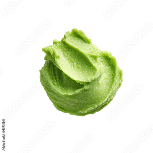 A dollop of wasabi paste isolated on black background.