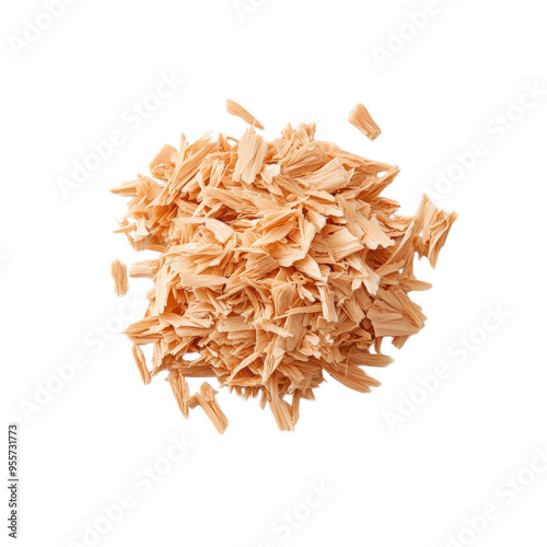 A pile of shredded chicken meat, isolated on a black background. photo