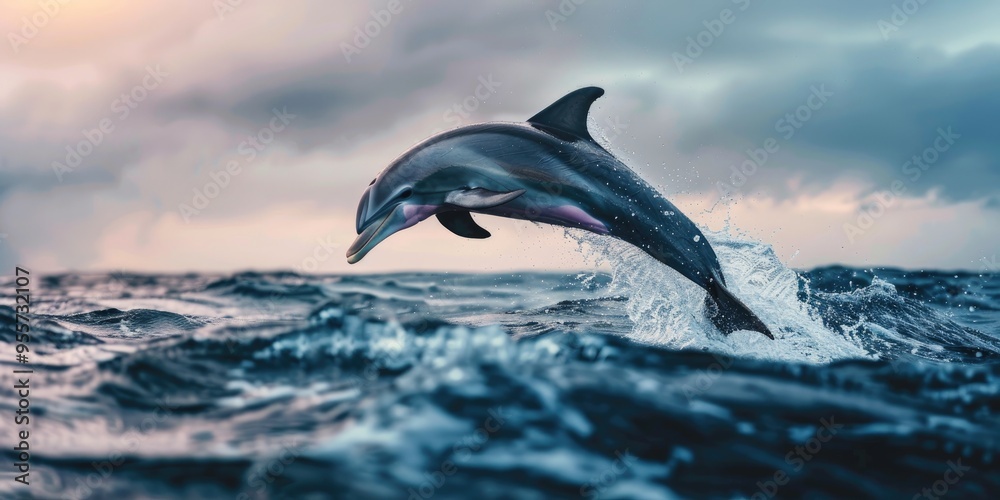 Dolphin leaping in the wild ocean