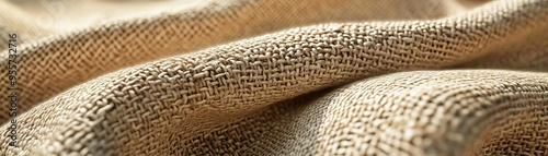 Organic hemp fabric, closeup of weave texture, 3D illustration photo