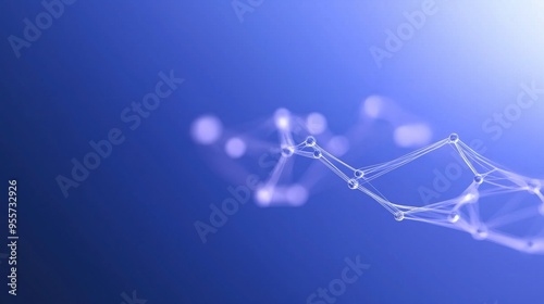 Futuristic network of connected dots and lines on a blue backdrop, perfect for tech and science themes.