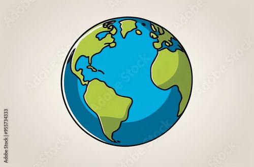 An electric blue circle logo illustration of a treefilled planet Earth photo