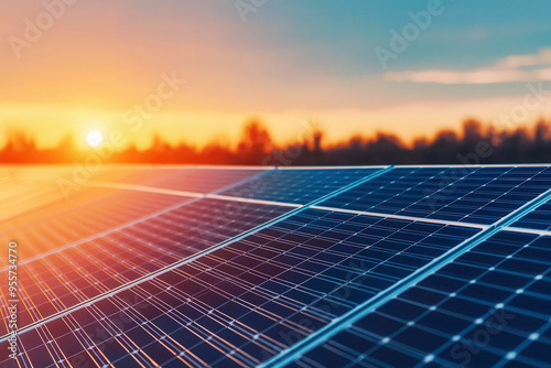 Solar panel field at sunrise, with a graph showing the rising efficiency of solar cells, solar panel, rise, graph, technological advancement, renewable dawn