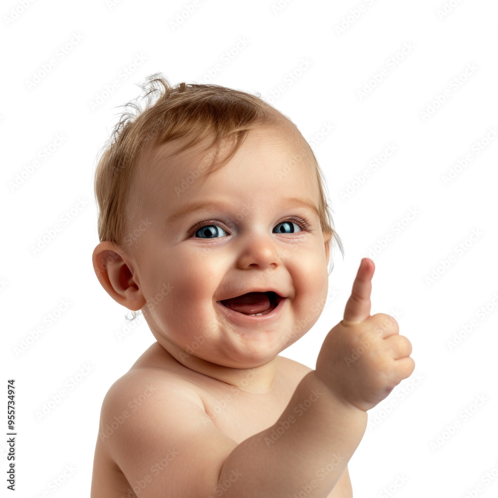 Lovey baby pointing to choose and press transparent background Lovey baby pointing to choose and press transparent background