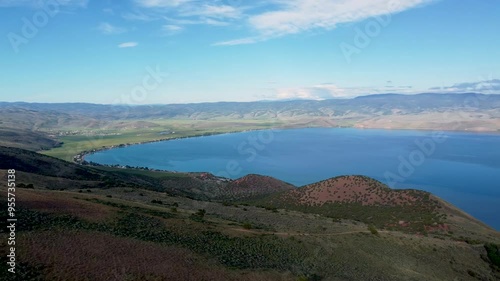 4k Summer Aerial Views over Bear Lake Utah State Park 