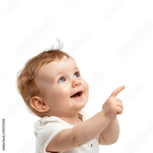 Lovey baby pointing to choose and press transparent background