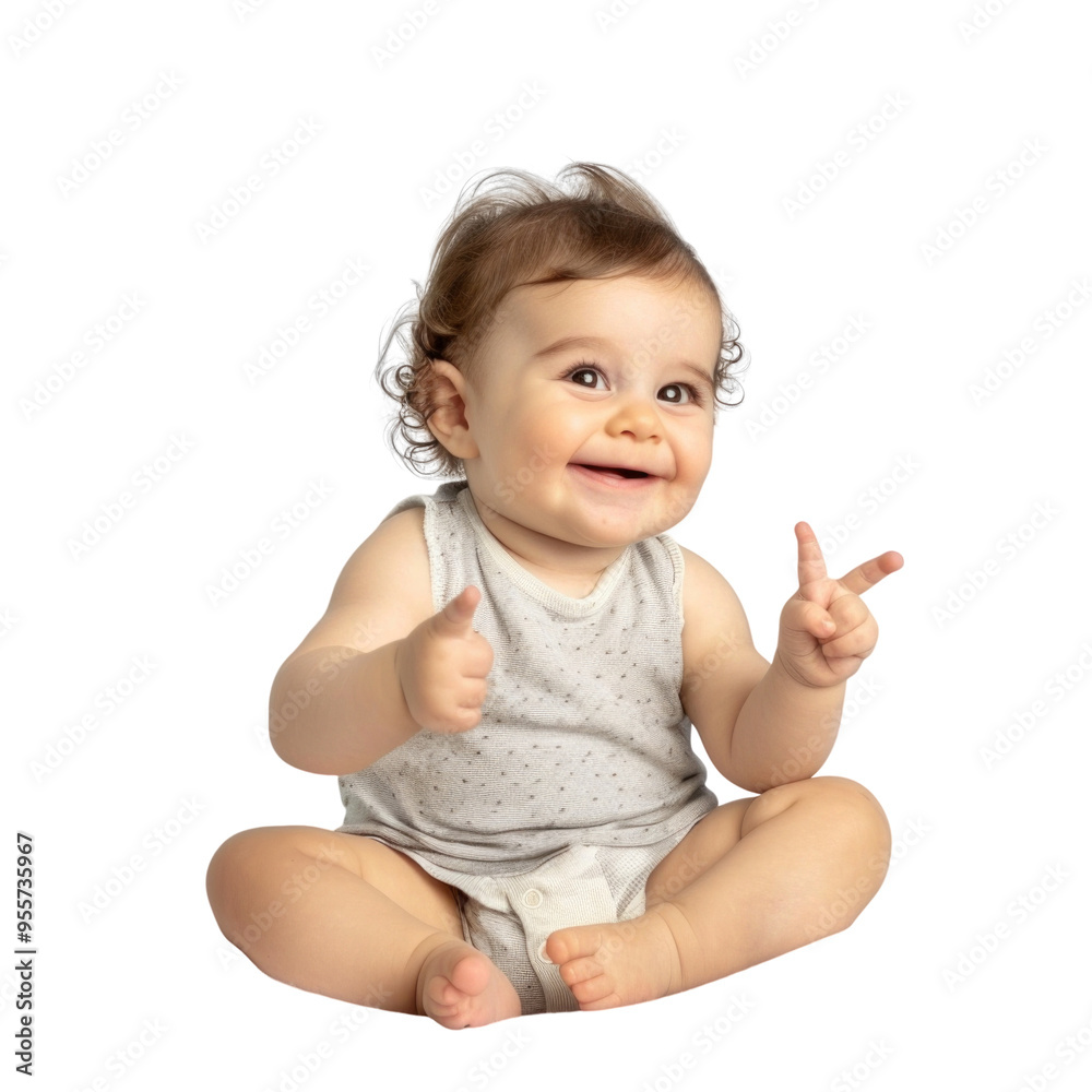 Lovey baby pointing to choose and press transparent background Lovey baby pointing to choose and press transparent background