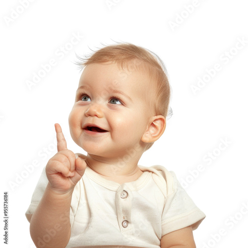 Lovey baby pointing to choose and press transparent background