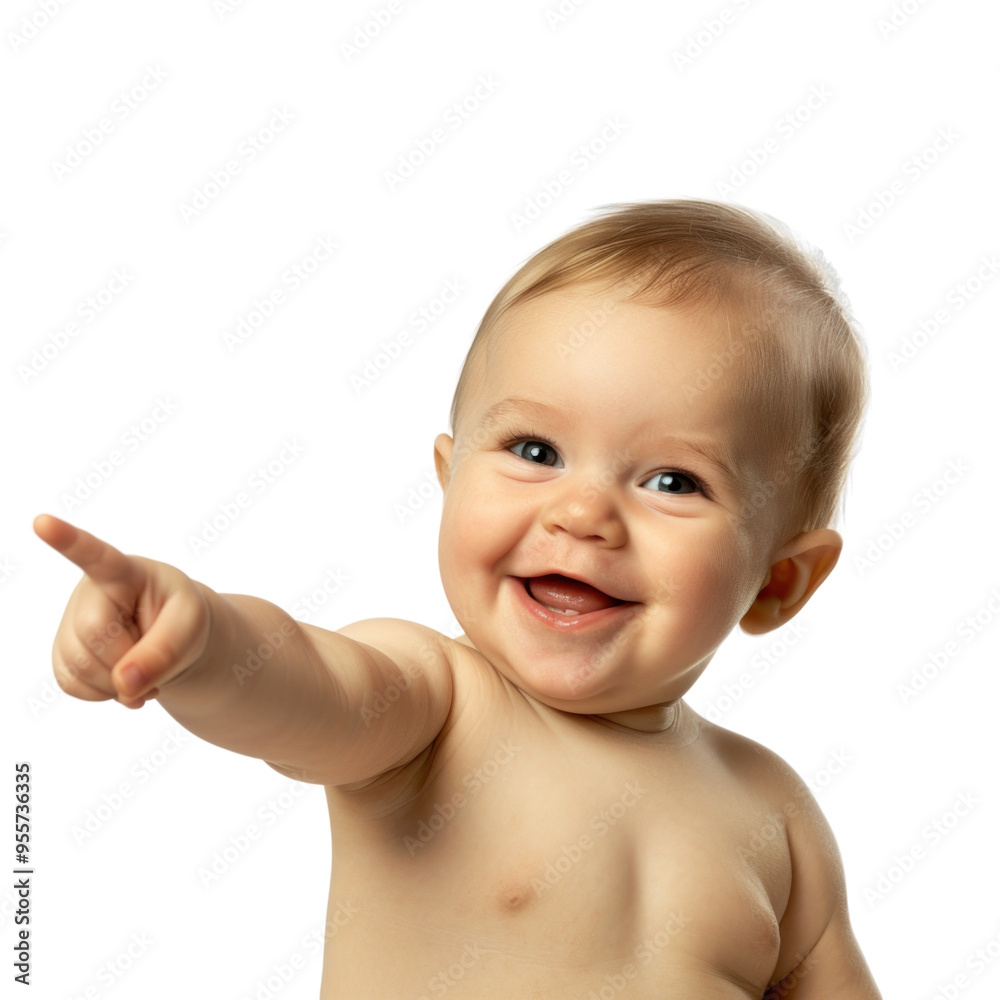 Lovey baby pointing to choose and press transparent background Lovey baby pointing to choose and press transparent background