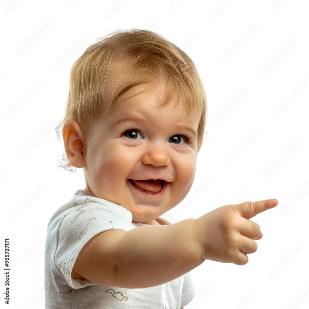 Lovey baby pointing to choose and press transparent background Lovey baby pointing to choose and press transparent background
