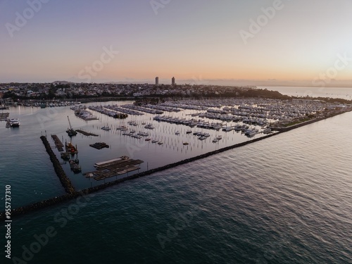 Westhaven Marina at sunset, Auckland, , New Zealand. photo