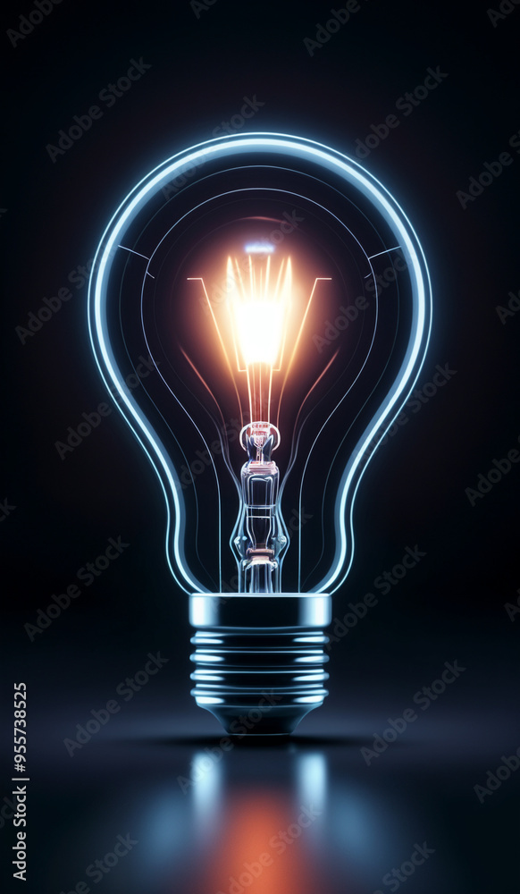 White holographic glowing lightbulb with copy space. White holographic glowing lightbulb with copy space.