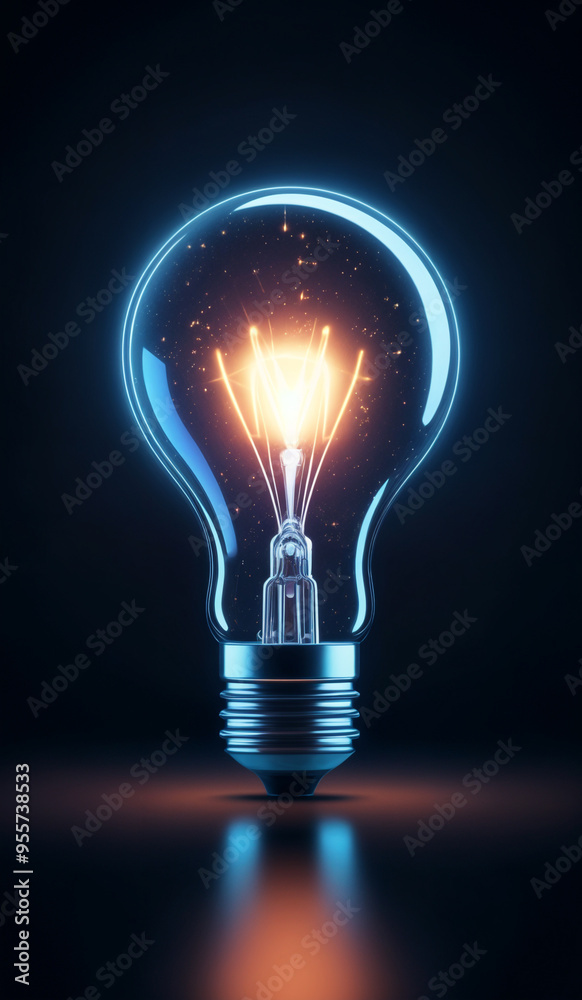 White holographic glowing lightbulb with copy space. White holographic glowing lightbulb with copy space.