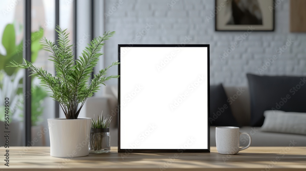 Livingroom with blank space photo frame for picture or advertisement. Livingroom with blank space photo frame for picture or advertisement.