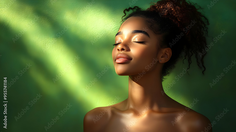 A serene portrait of a woman with natural beauty and soft lighting. A serene portrait of a woman with natural beauty and soft lighting.