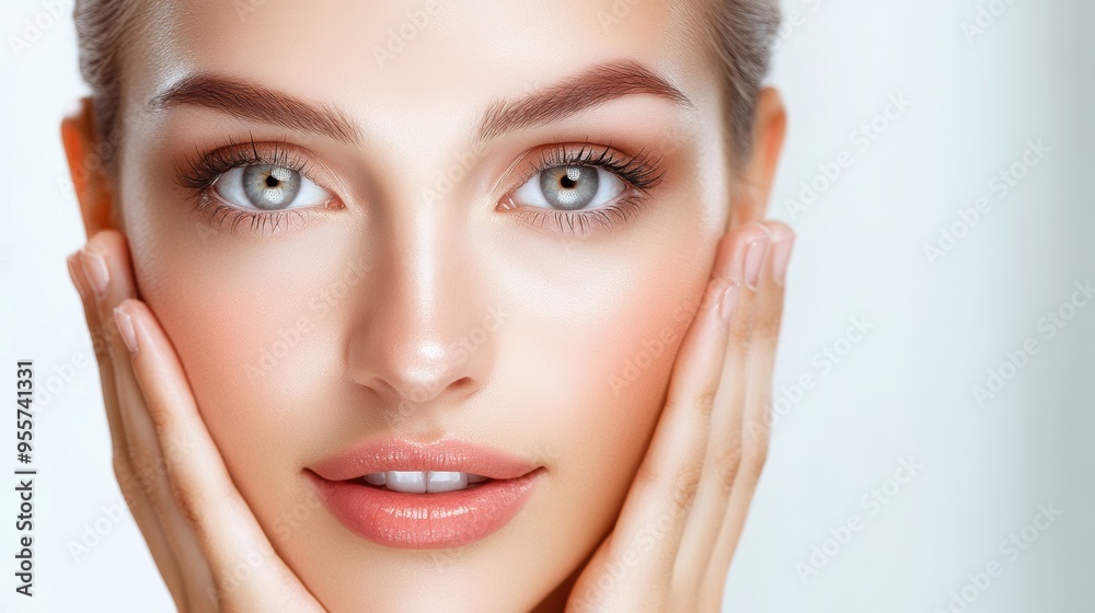 Portrait of a woman with perfect skin facial isolated on white background Portrait of a woman with perfect skin facial isolated on white background