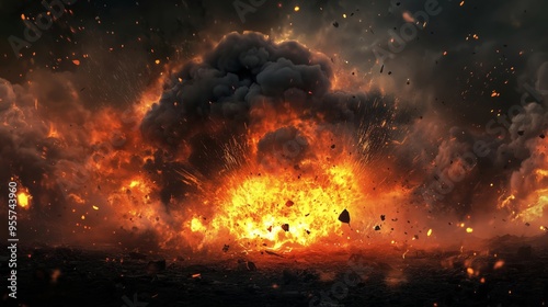 Dramatic Representation of an Intense Explosion in Nature photo