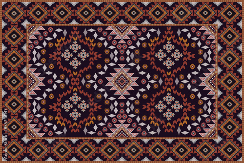 Navajo tribal vector seamless pattern. Native American ornament. Ethnic South Western decor style. Ikat Boho geometric ornament. Vector seamless pattern. Mexican blanket, rug. Woven carpet