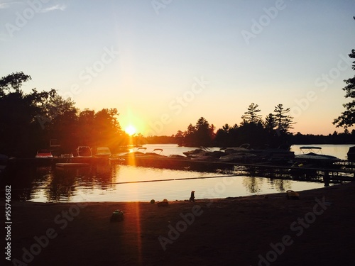 Картината върху платно Sunset over lovesick lake
