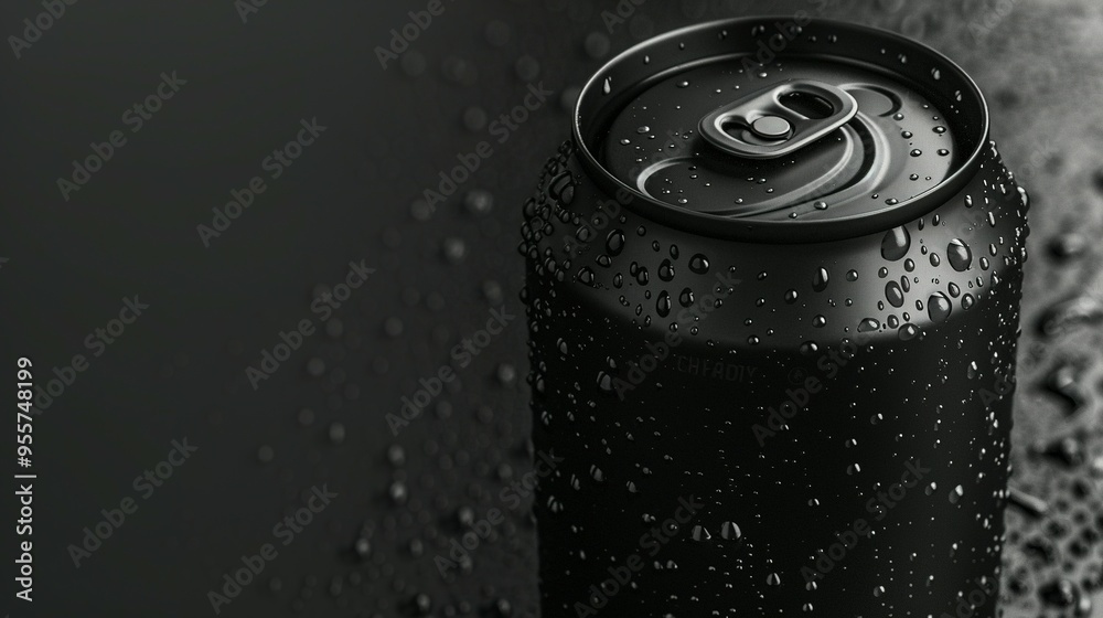 Black Aluminum Can Covered in Water Droplets Black Aluminum Can Covered in Water Droplets