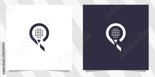 letter p with pickleball logo design vector