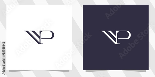 letter vp pv logo design vector