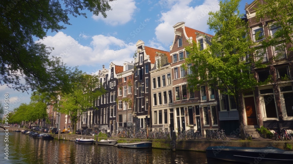 Naklejka premium Scenic Canal View in Amsterdam