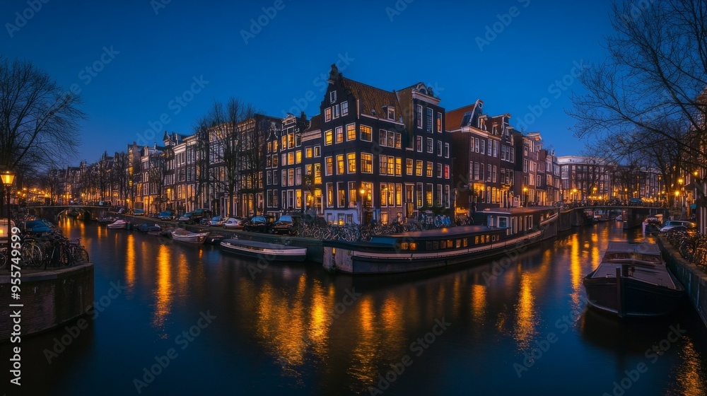 Fototapeta premium Beautiful Night at Amsterdam Canals