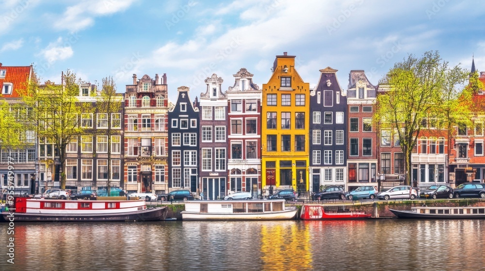 Fototapeta premium Colorful Canal Houses in Amsterdam