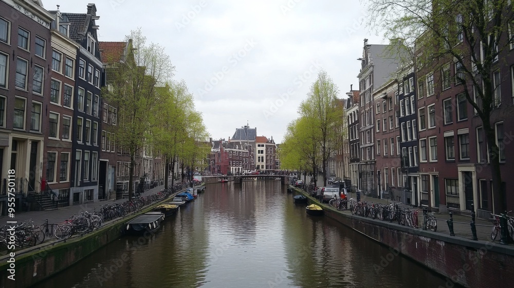 Naklejka premium Tranquil Amsterdam Canal View