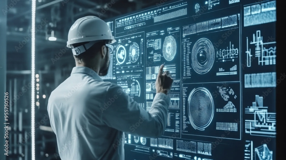 Engineer Interacting with Digital Displays