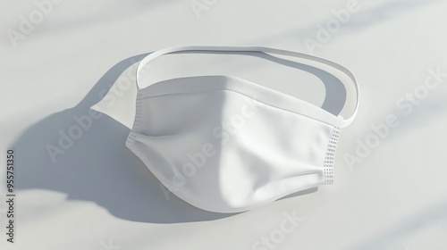 White Face Mask with Elastic Ear Loops and Pleats