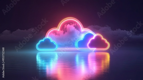 Futuristic Cloud Computing Concept with Digital Data Connections