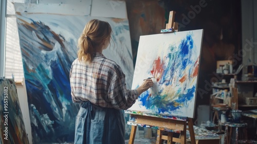 Artist at Work in Studio