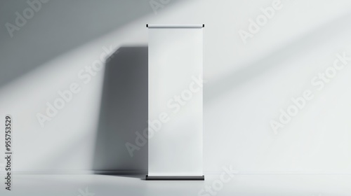 Obraz na płótnie Blank White Roll-Up Banner Stand in an Empty Room w salonie
