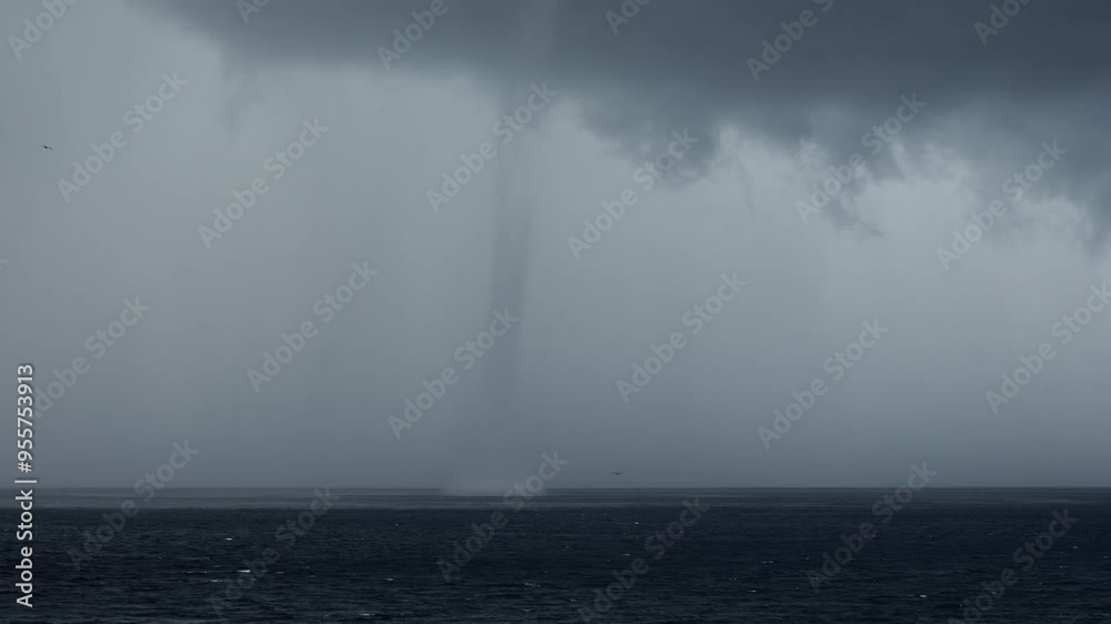 Time-lapse with thunderstorm and tornado over the ocean Time-lapse with thunderstorm and tornado over the ocean